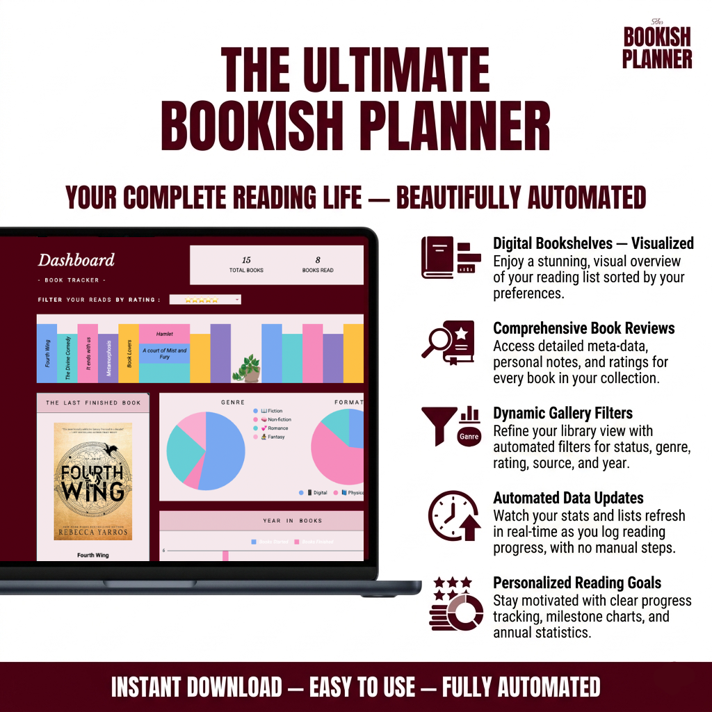 The Bookish Planner™: Reading Journal For Excel And Google Sheets