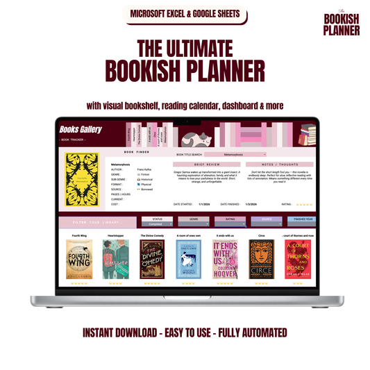 The Bookish Planner™:  Reading Journal For Excel And Google Sheets