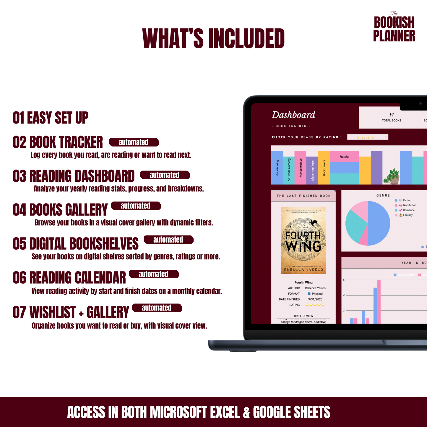 The Bookish Planner™:  Reading Journal For Excel And Google Sheets