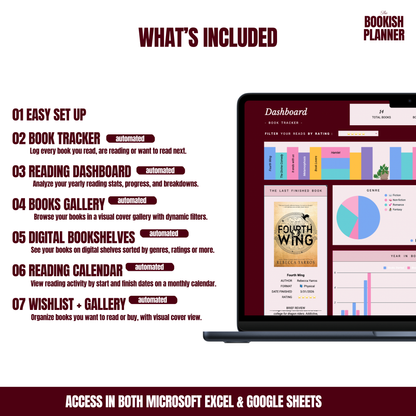 The Bookish Planner™:  Reading Journal For Excel And Google Sheets